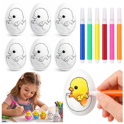 Ovos de Páscoa em esferovite para pintar com marcadores galinha no ovo 6 un.