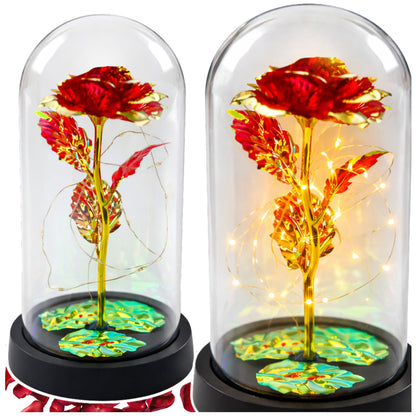 Rosa Eterna Vermelha em Cúpula de Cristal com Luz LED 21x11 cm