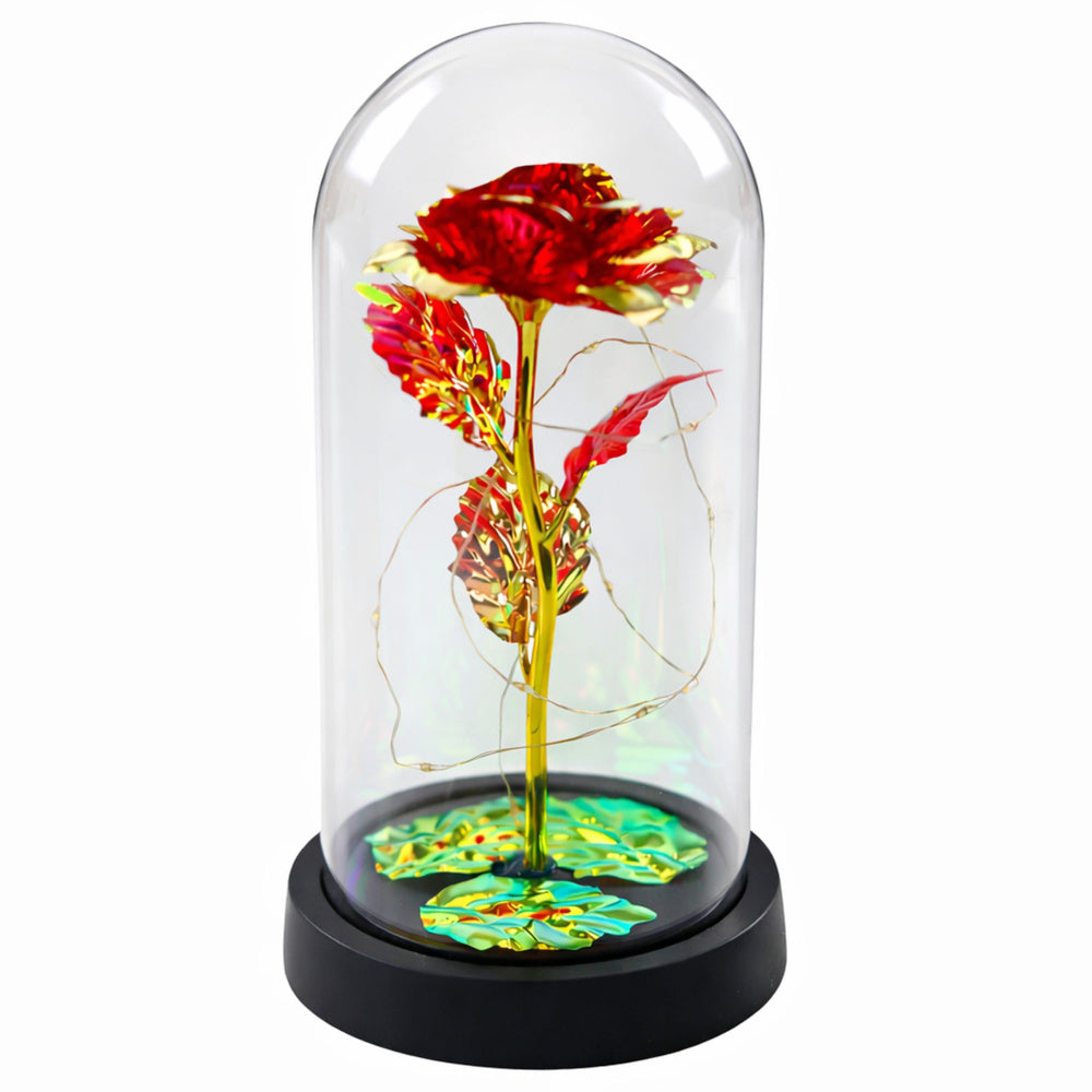 Rosa Eterna Vermelha em Cúpula de Cristal com Luz LED 21x11 cm