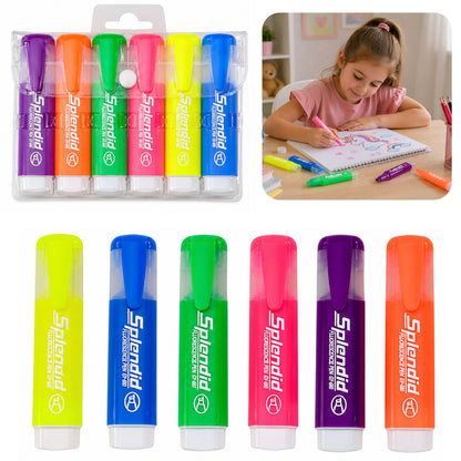 Marcadores fluorescentes pastel 6 peças