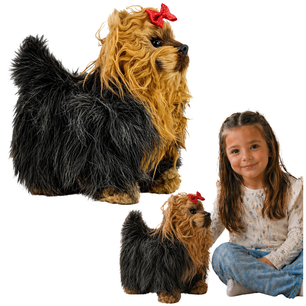 Cão interativo Yorkshire castanho preto ladra