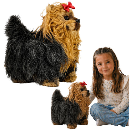 Cão interativo Yorkshire castanho preto ladra