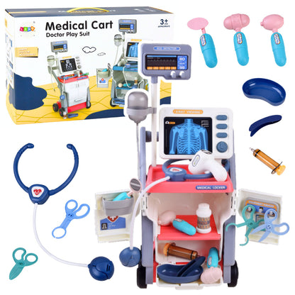 Conjunto médico com estetoscópio cor-de-rosa claro
