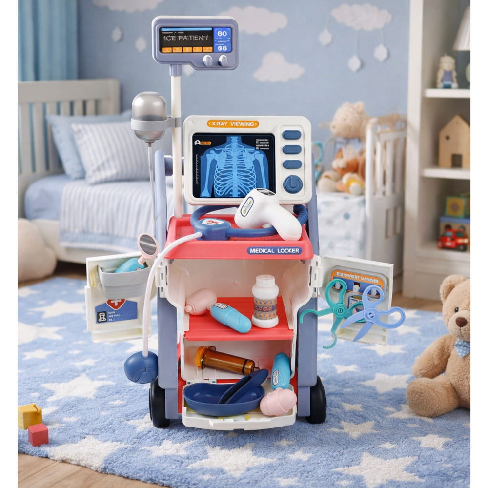 Conjunto médico com estetoscópio cor-de-rosa claro