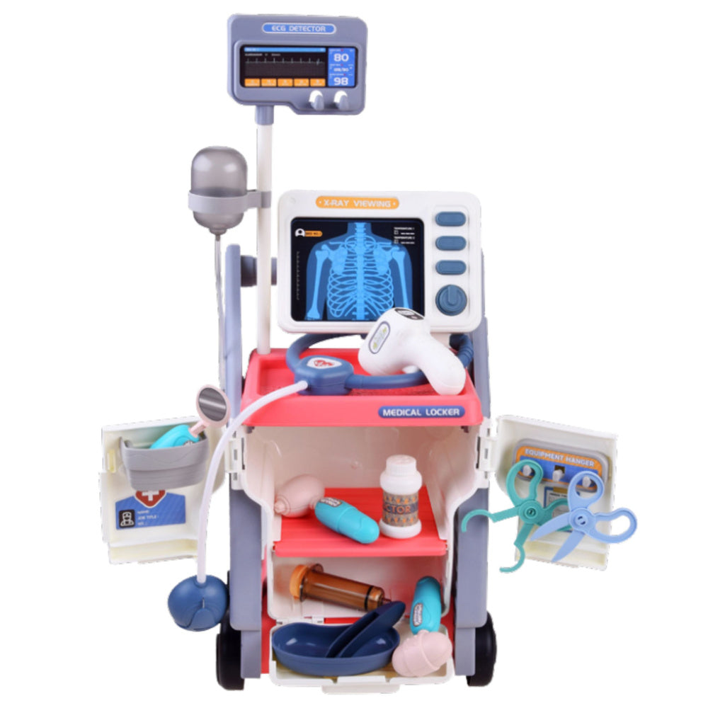 Conjunto médico com estetoscópio cor-de-rosa claro