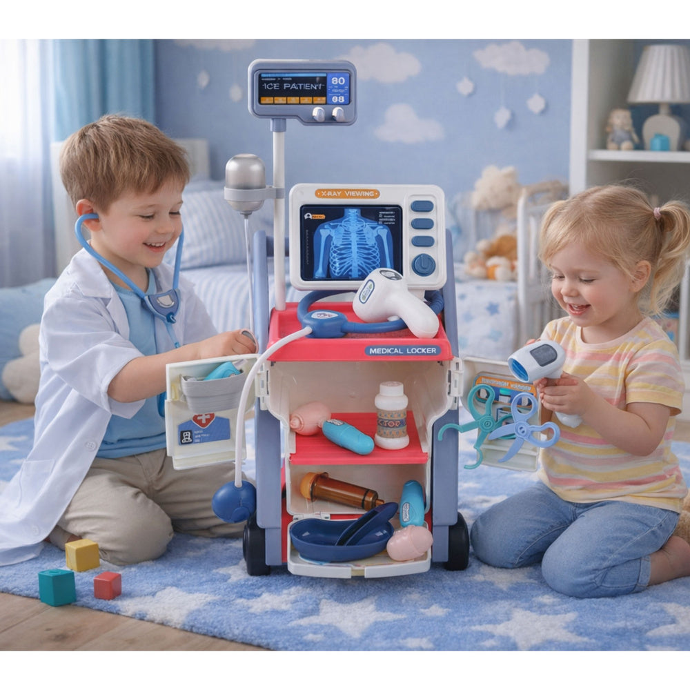 Conjunto médico com estetoscópio cor-de-rosa claro