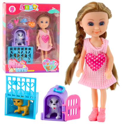 Mini Boneca com Carrinho Kitty Rosa