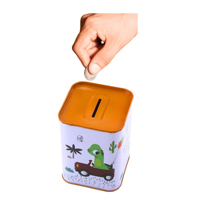 Mealheiro Dinossauro no Carro Branco 11x8cm (1 unidade, sortido)