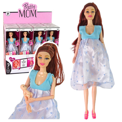 Boneca bebé grávida vestido azul