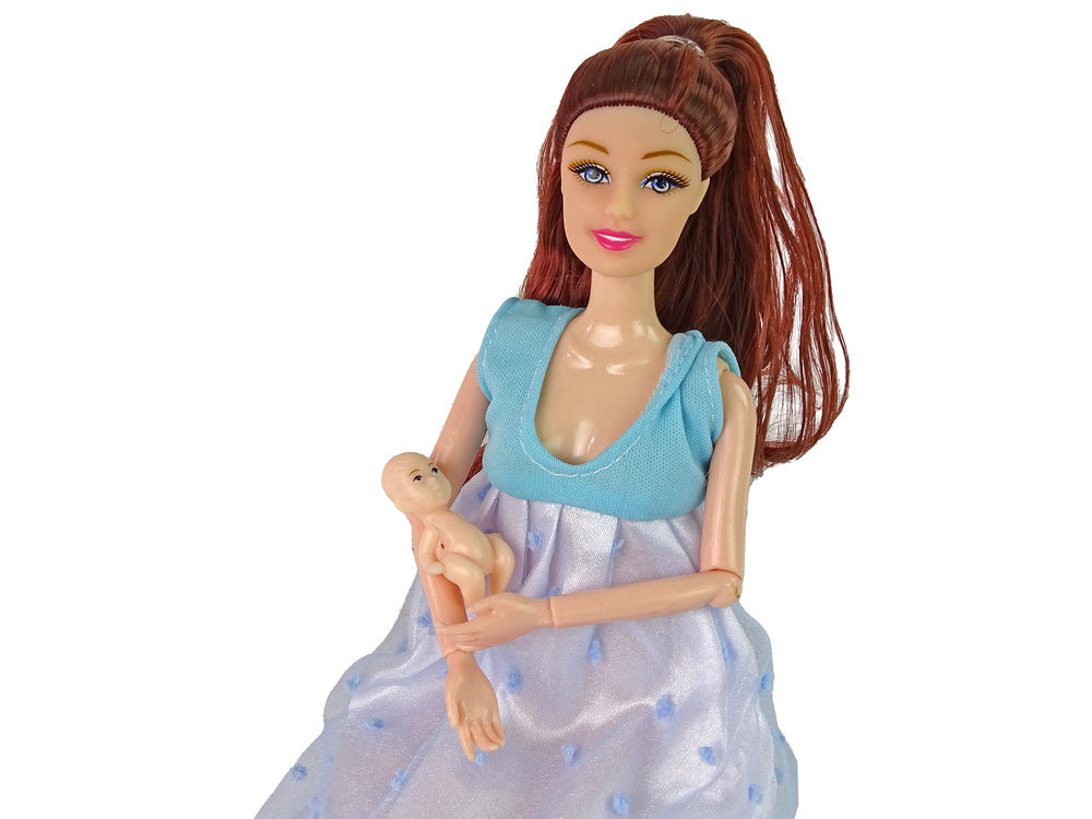 Boneca bebé grávida vestido azul