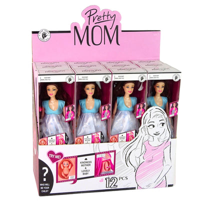 Boneca bebé grávida vestido azul
