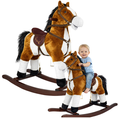 Cavalo baloiço castanho claro 74 cm