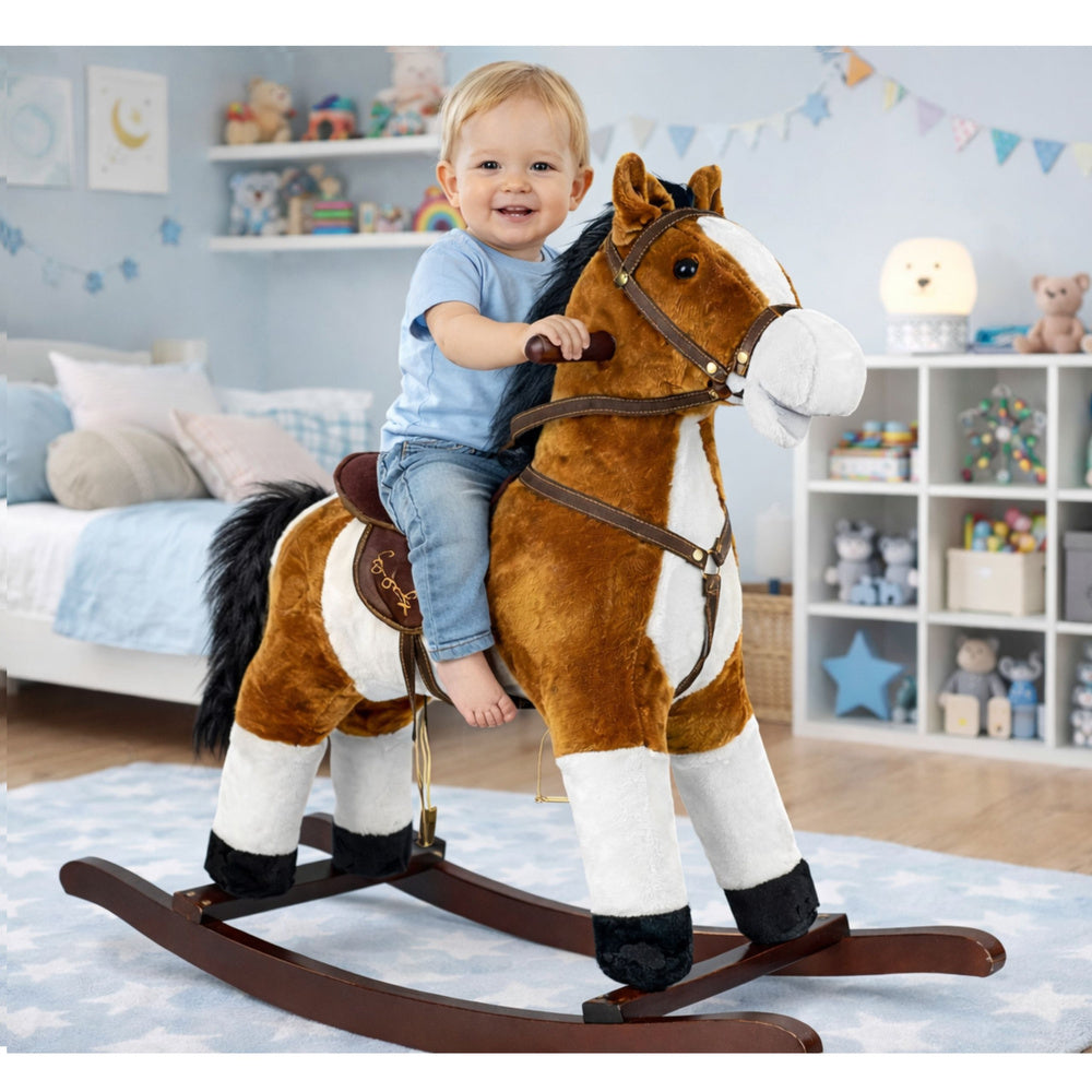 Cavalo baloiço castanho claro 74 cm