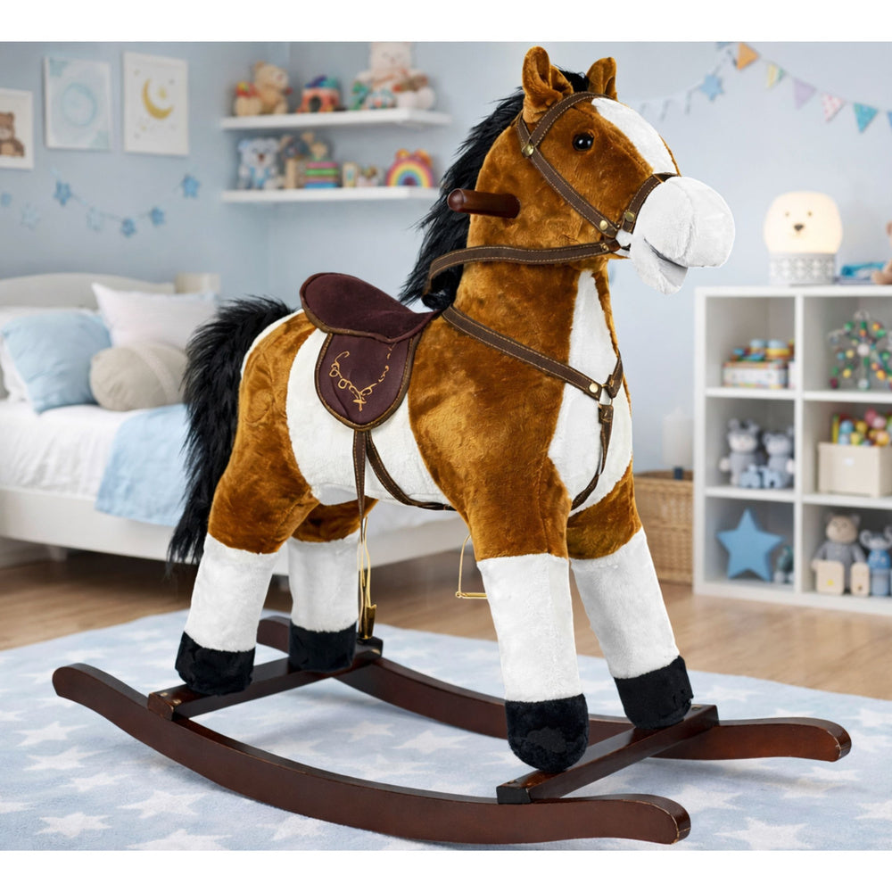 Cavalo baloiço castanho claro 74 cm