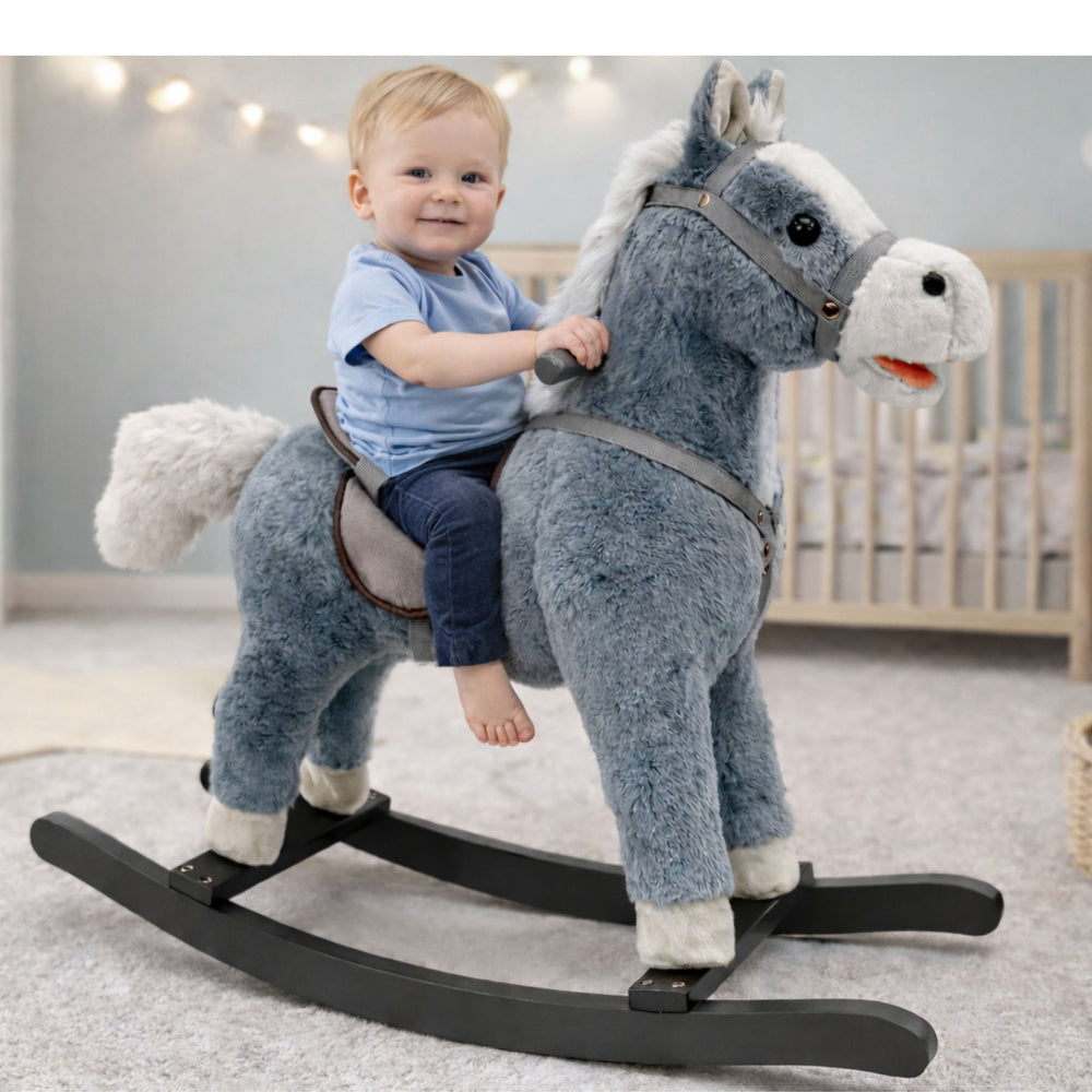 Cavalo de baloiço cinzento 74 cm