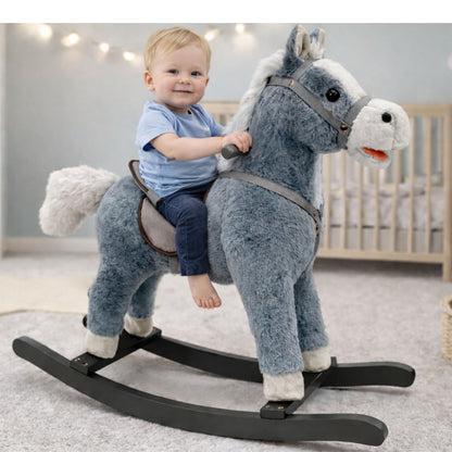 Cavalo de baloiço cinzento 74 cm