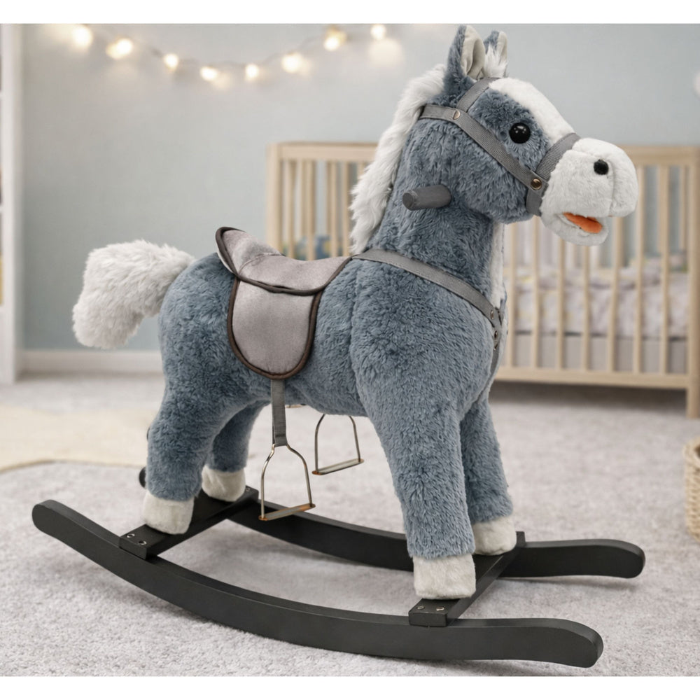 Cavalo de baloiço cinzento 74 cm