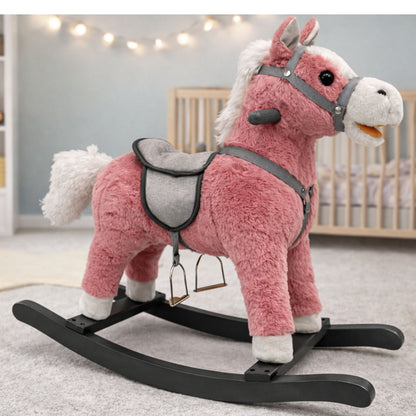 Cavalo de baloiço rosa 74 cm