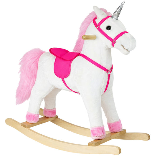Unicórnio cavalo movimento som branco 74 cm