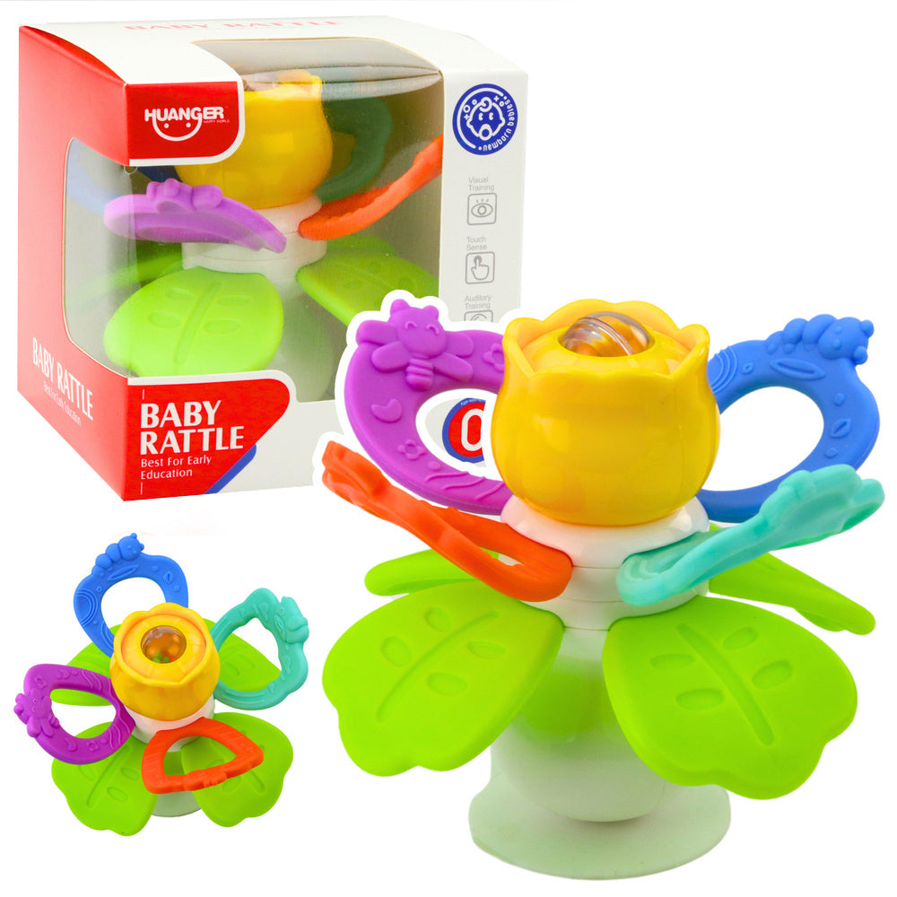 Brinquedo Sensorial Flor Giratória com Mordedores Ventosa