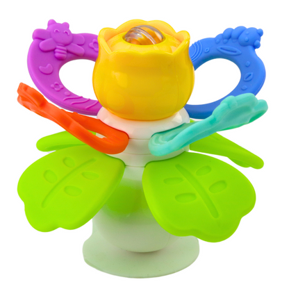 Brinquedo Sensorial Flor Giratória com Mordedores Ventosa