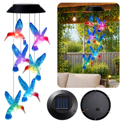 Luz solar decorativa colibris LED colorido