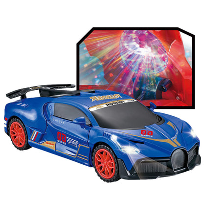 Carro Desportivo Sensor Obstáculos Bola LED Rotação 360° Luzes Sons Azul