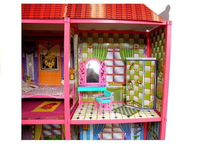 Casa de bonecas villa grande com móveis + boneca