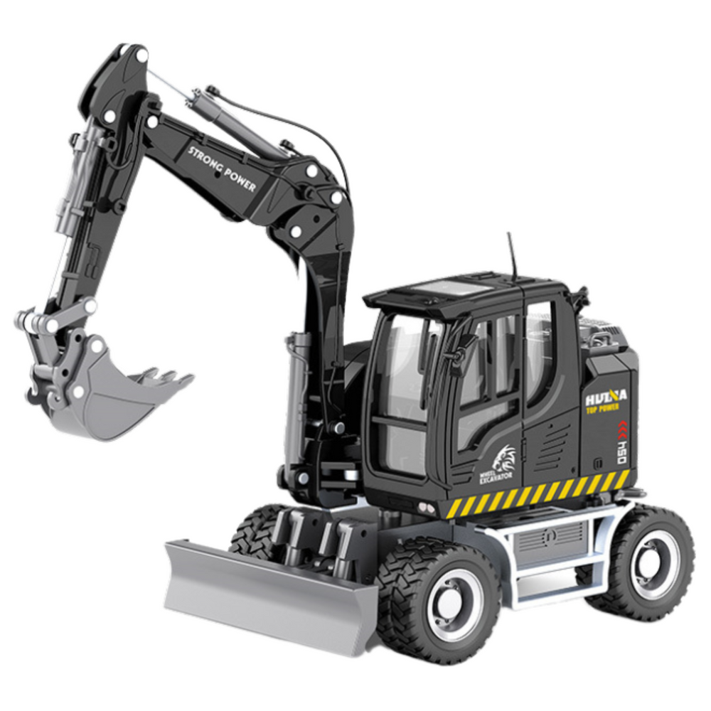 Escavadora de rodas com bulldozer Metal Huina Preto 1:50
