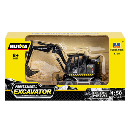Escavadora de rodas com bulldozer Metal Huina Preto 1:50