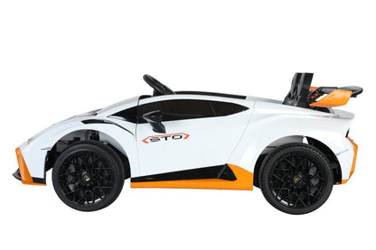 Veículo elétrico Lamborghini STO Drift branco