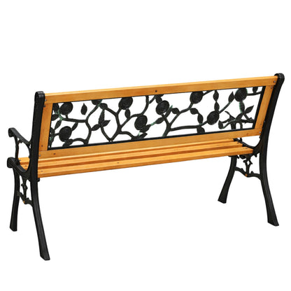 Banco de Jardim Madeira e Metal Arabesco Floral com Encosto