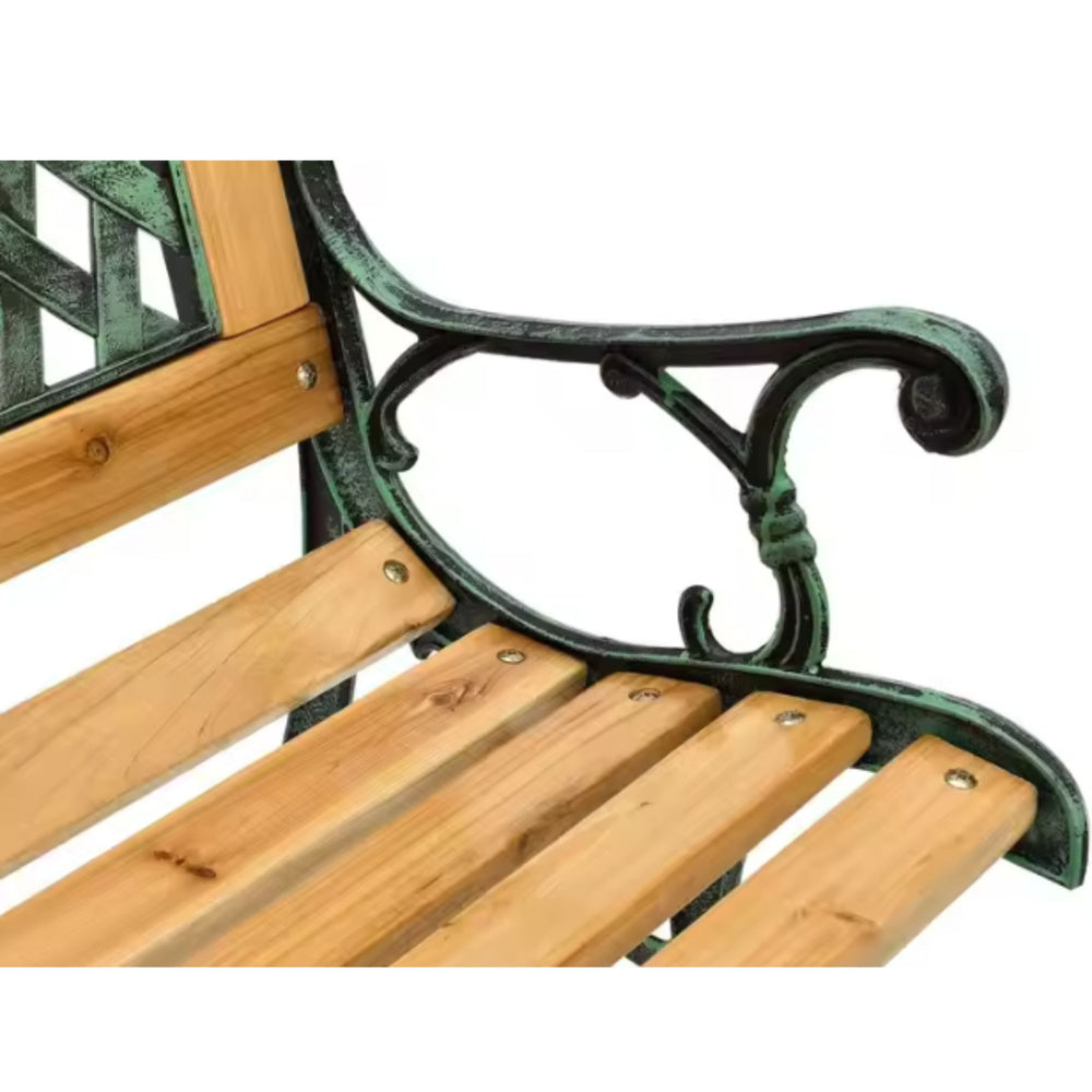 Banco de Jardim Madeira e Metal Treliça com Encosto