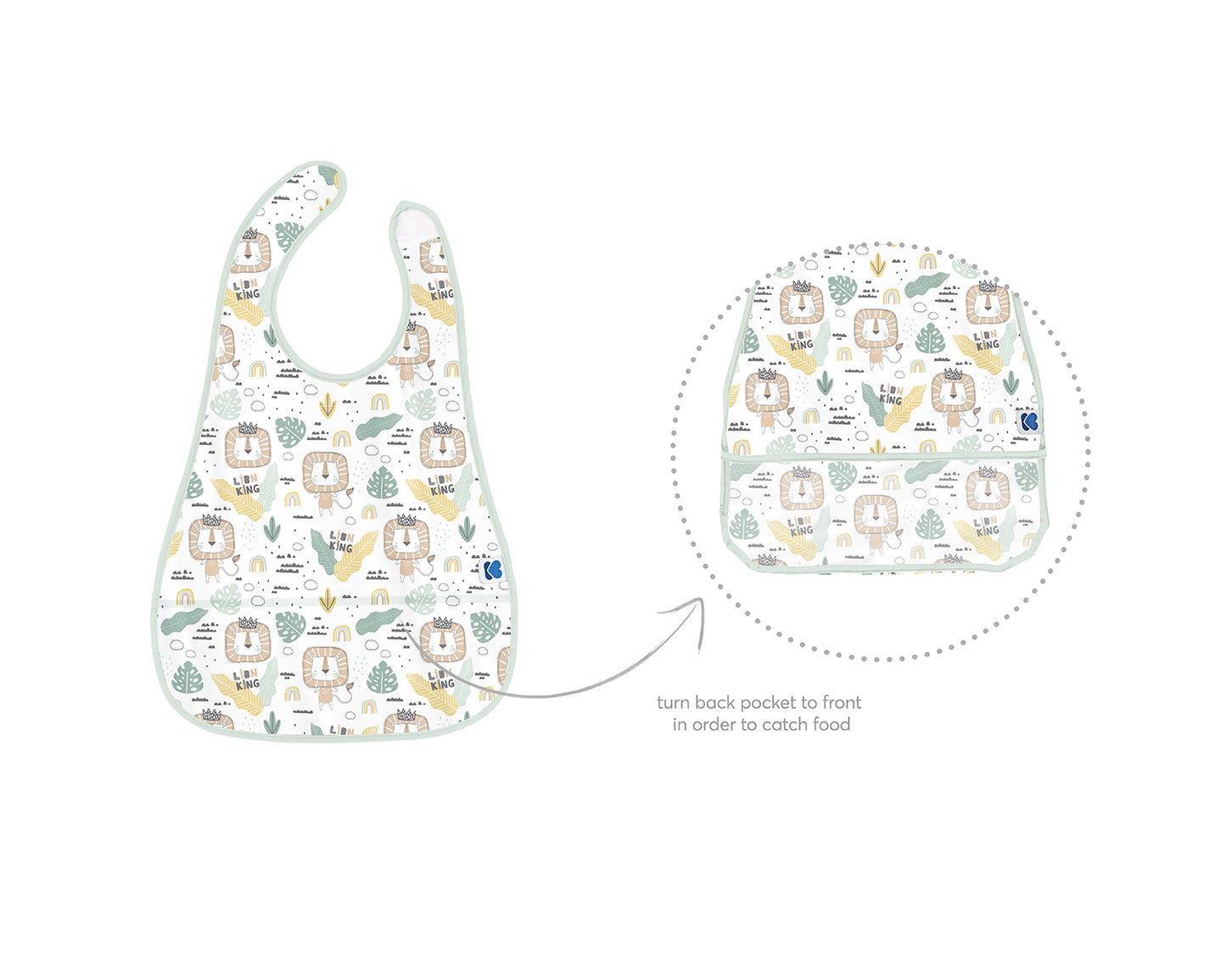 Babete em EVA com coletor de migalhas, padrão Savanna, cor menta