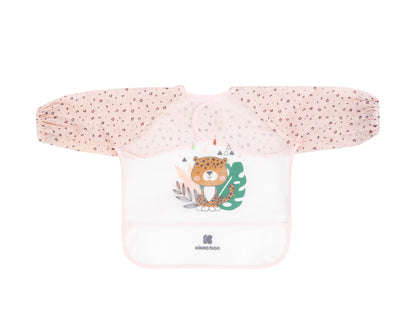 Babete de manga comprida Savanna rosa com apanhador de migalhas