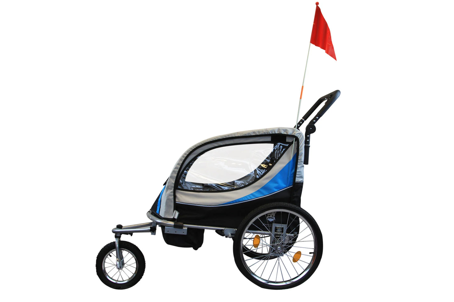 Reboque de bicicleta tipo carrinho 2 lugares com suspensão azul