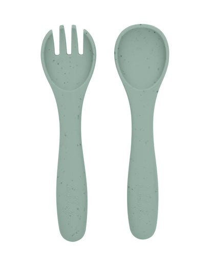 Conjunto de colher e garfo em silicone Platinum Kikkaboo