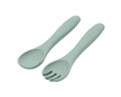Conjunto de colher e garfo em silicone Platinum Kikkaboo