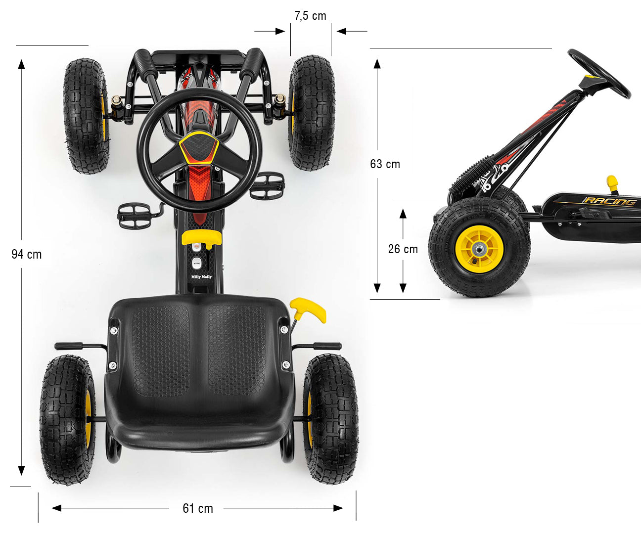 Thor Kart A Pedais Preto Milly Mally