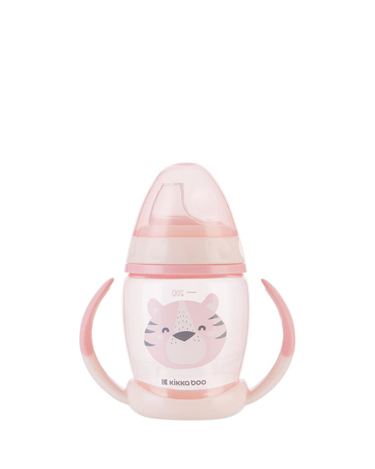 Copo PP com tetina em silicone 200ml Happy Face Rosa