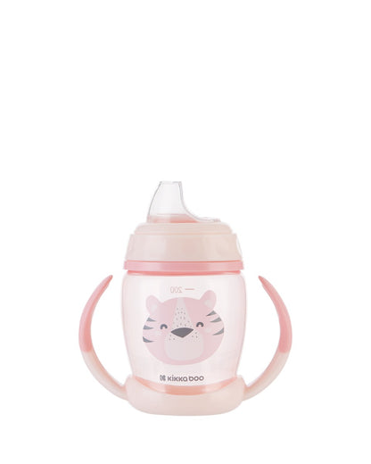 Copo PP com tetina em silicone 200ml Happy Face Pink Kikkaboo
