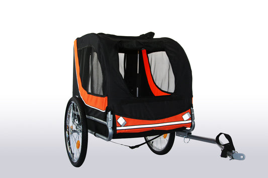 Reboque para bicicleta dobrável para cães até 40 kg laranja e preto