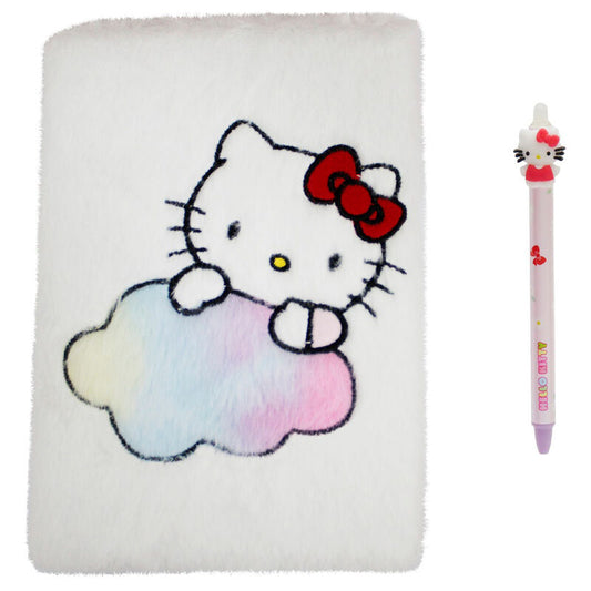 Conjunto de caderno e caneta de peluche Hello Kitty