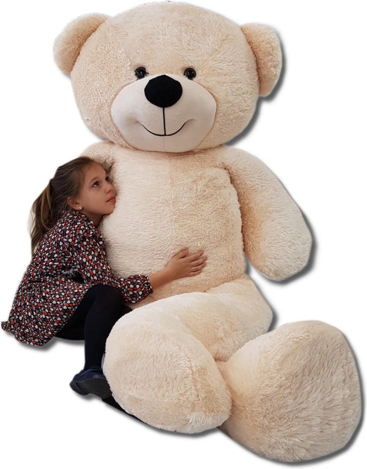 Urso de peluche XXL 220 cm bege e rosa