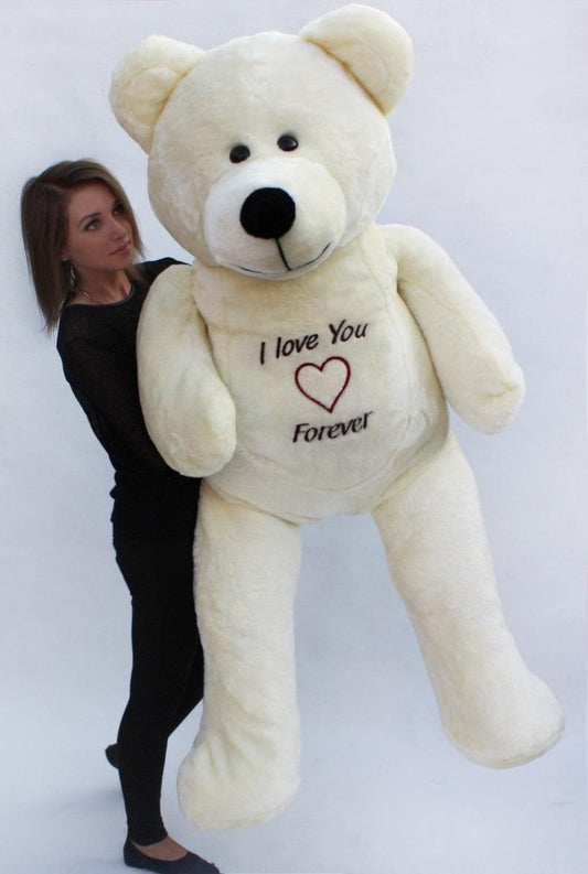 Urso de peluche XXL 180 cm branco com mensagem Amo-te para sempre