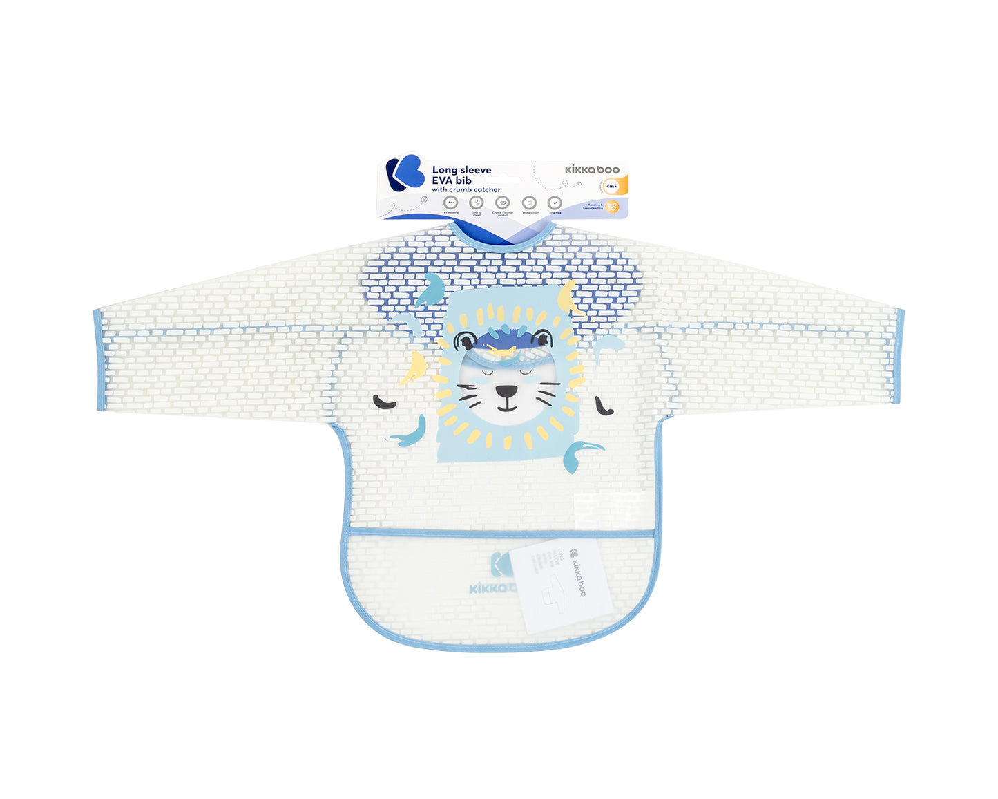 Babete de manga comprida com coletor de migalhas Arty Blue