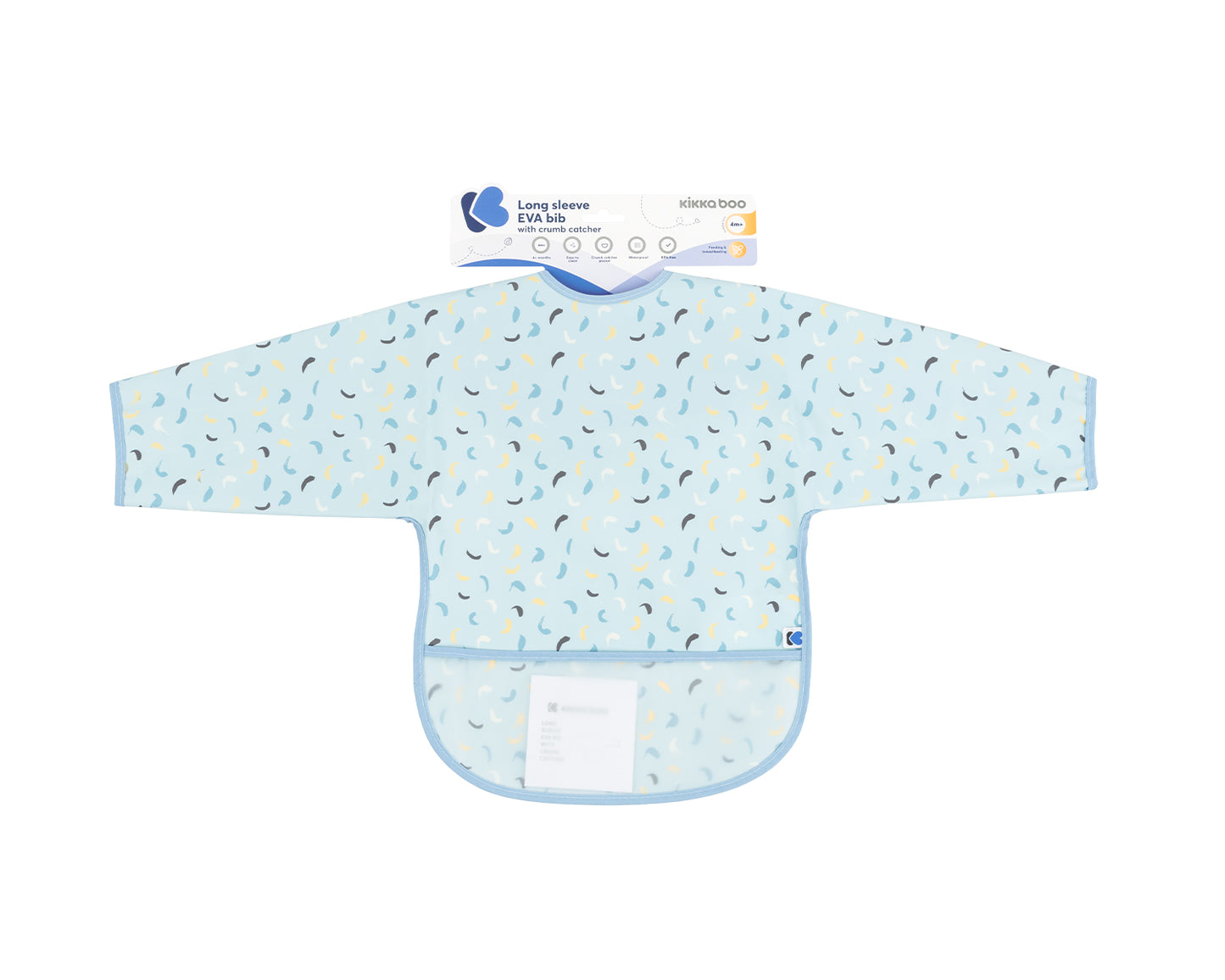 Babete de manga comprida com coletor de migalhas Arty Blue Pattern