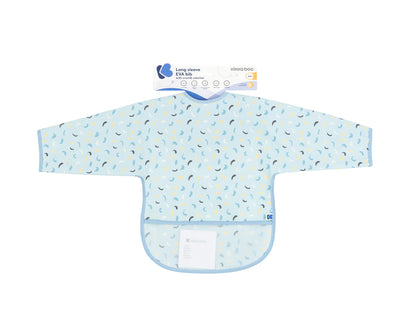 Babete de manga comprida com coletor de migalhas Arty Blue Pattern