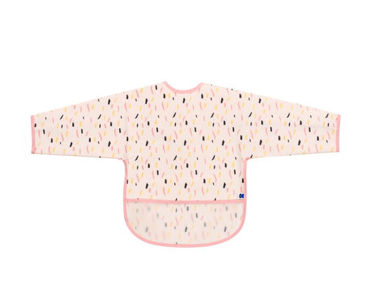 Babete de manga comprida com coletor de migalhas Arty Rosa Pattern