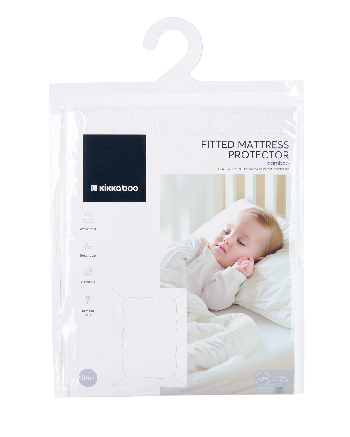 Resguardo de colchão ajustável - bambu 80/50/8 cm para mini berço